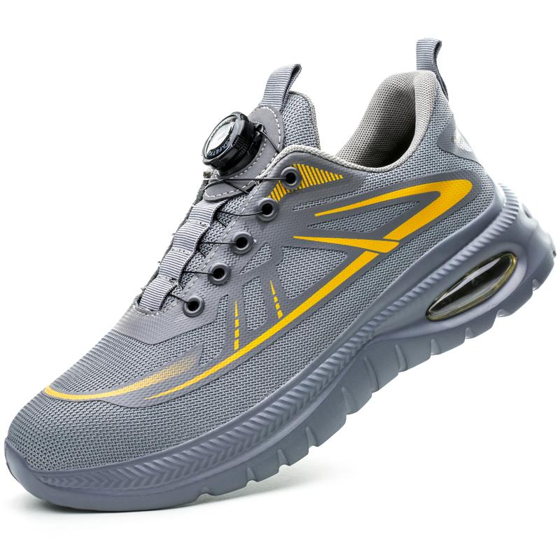 Rotating Button Air Cushion Safety Shoes Men Breathable Work Sneakers Steel Toe Shoes Comfort Wear-Resistant Work Shoes Men Boot