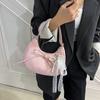 Große Kapazität PU Hobo Tasche Einfarbige Handtasche im französischen Stil Modische Umhängetasche mit Schleife Für Mädchen/Damen