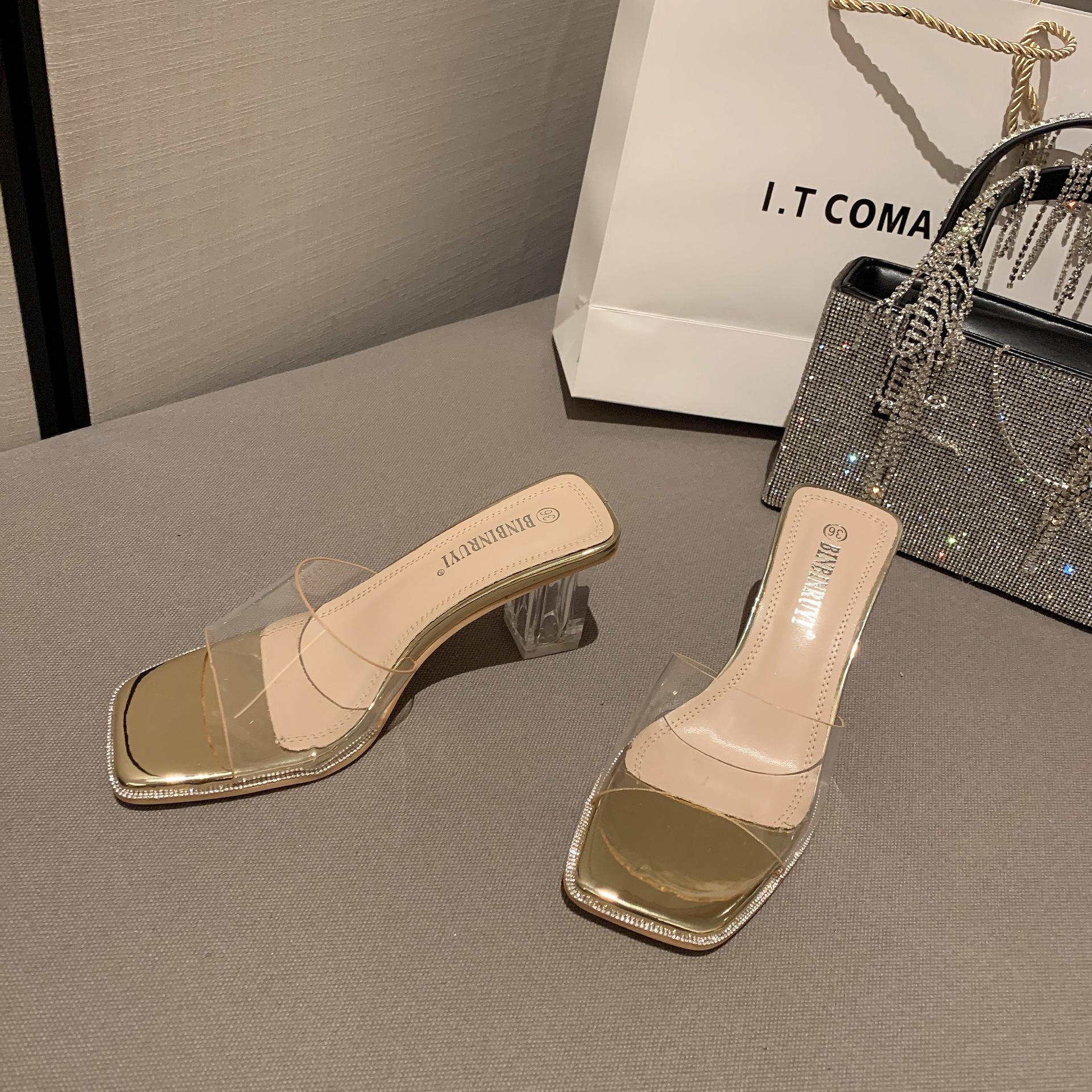 Прозрачные босоножки на высоком каблуке для женщин — фото 8