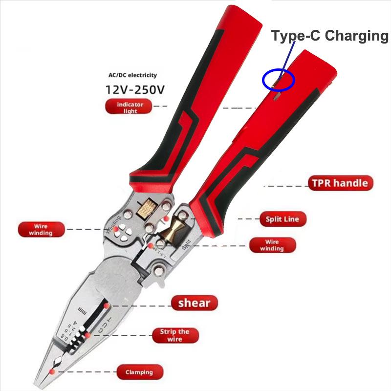 8-in-1 Multifunctional Wire Stripper & Cutter with Crimper and Voltage Tester for Electricians