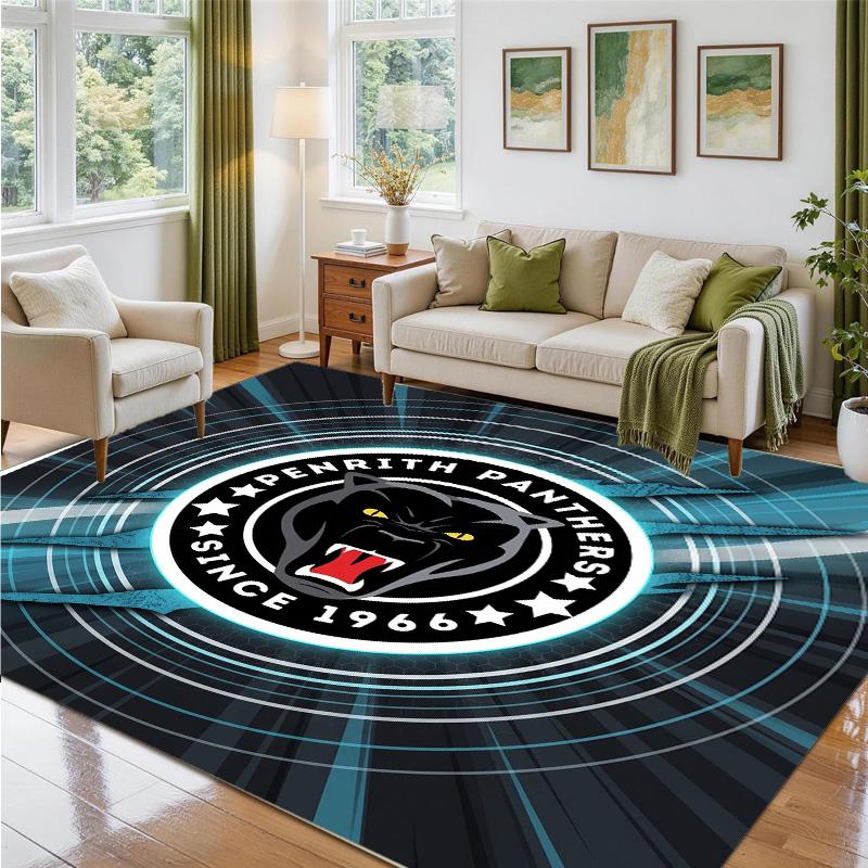 Penrith Panthers Design Crystal Velvet Rug Soft Decorative Mat for Bedroom Entrance