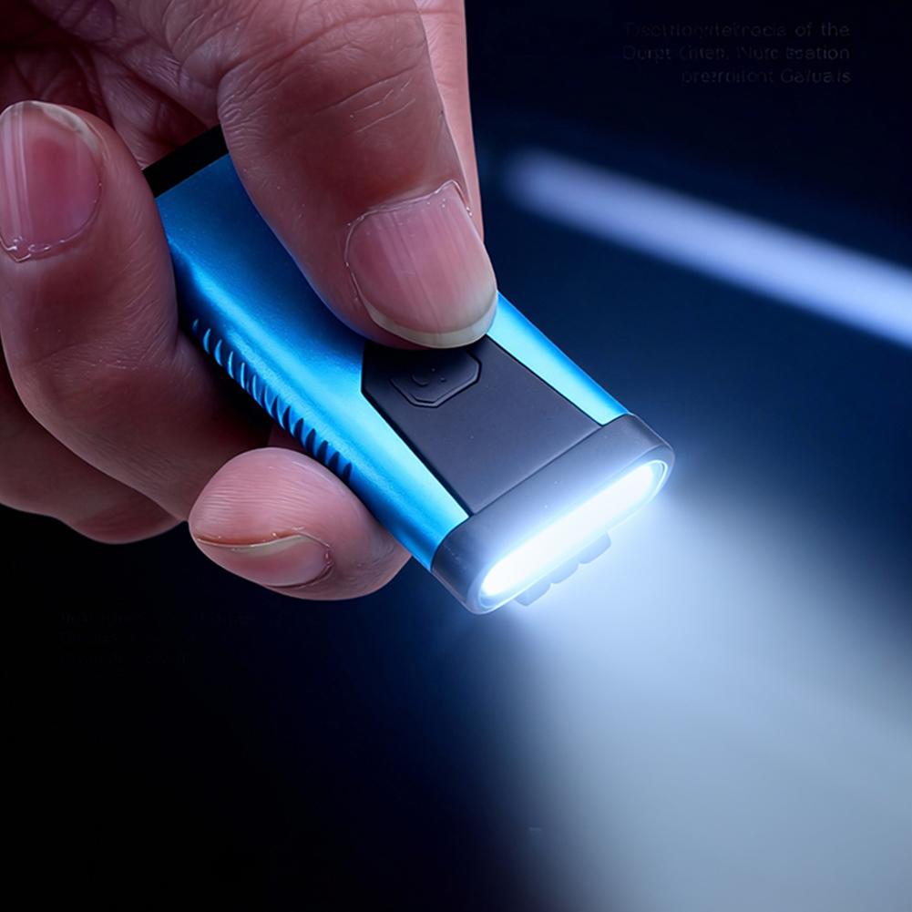Mini COB Keychain Flashlight Emergency Flashlight Type-C Rechargeable 4 Modes Portable Pocket Light for Outdoor Camp P3U6