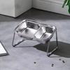 45 Degree Tilt Elevated Cat Bowl Anti-Slip Base Raised Stand Neck Protection Bowl Leak-Proof Design Stainless Steel