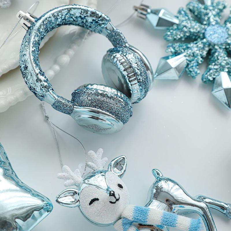 New Year Christmas Decorations Blue Plastic Pendant Christmas Tree Window Decoration Cartoon Decoration Scene Arrangement