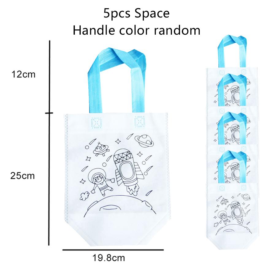 5pcs Graffiti Bag Non Woven Kids Drawing Manual DIY Coloring Environment Protection Children Painting Puzzle Toys Handbag TMZ