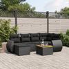 7 piece garden sofa set with cushions black poly rattan