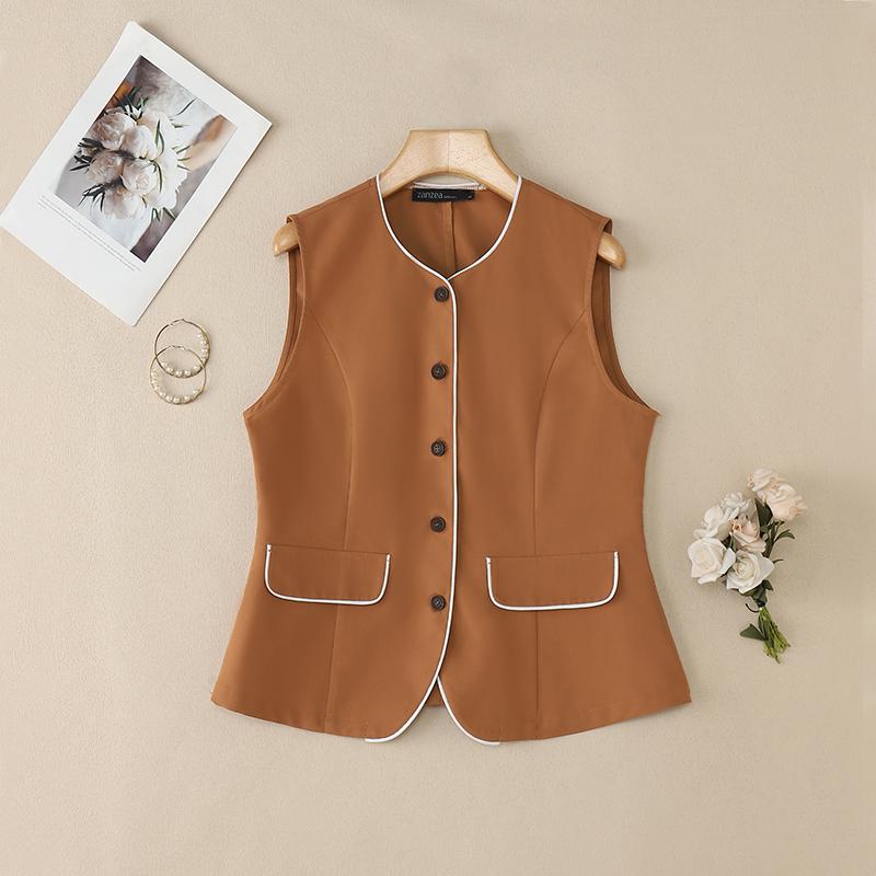 

ZANZEA Женский повседневный кардиган-жилет без рукавов свободного кроя с круглым вырезом XL