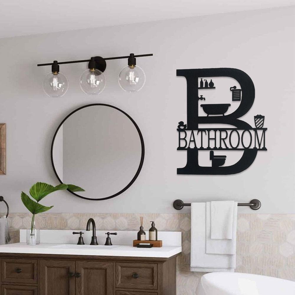 DDPNKL 1PC Metal Bathroom Wall Decor, Farmhouse Metal Bathroom Wall Art,Funny Bathroom Sign for Modern Home Hanging Decorations.