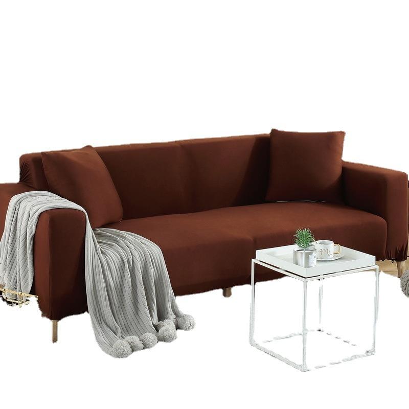 Milk Silk Solid Color Elastic Integrated Sofa Cover All-Inclusive Sofa Slipcover Four Seasons Tight Non-Slip