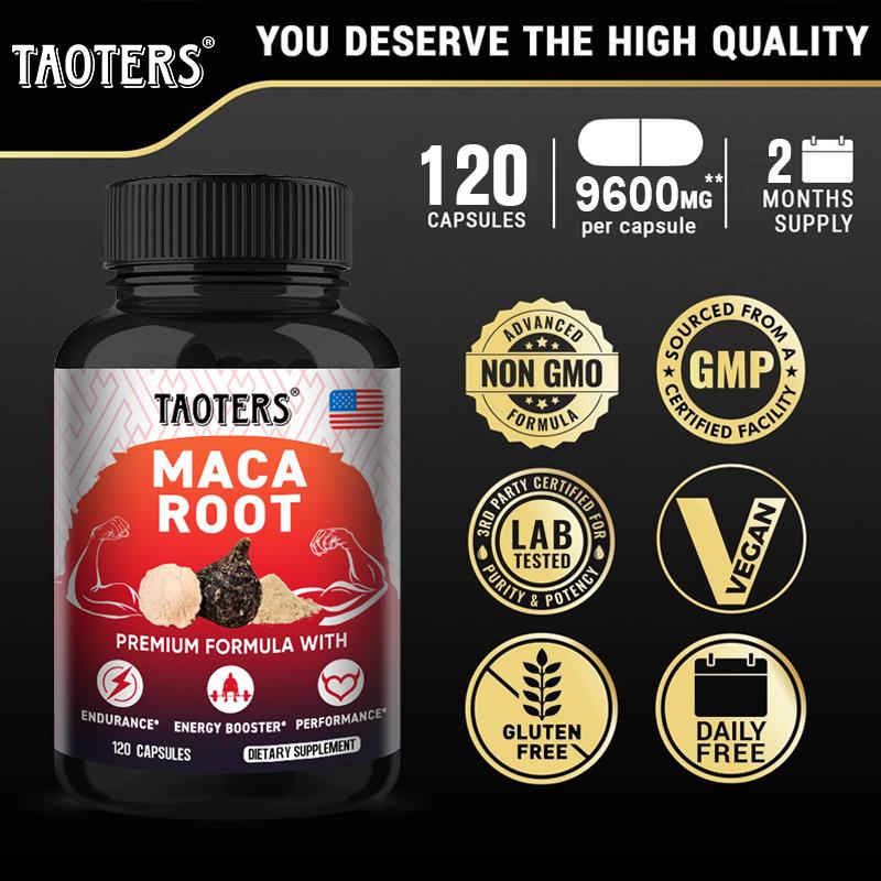 Taoters Maca Root Compound Herbal Capsules Improve Energy and Endurance 120 Capsules