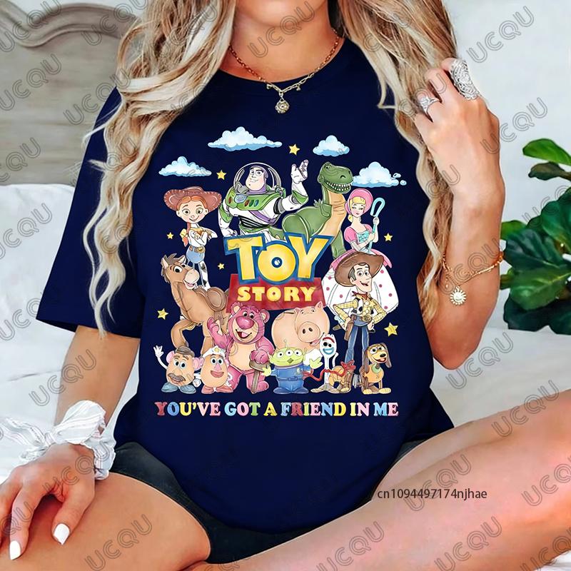 Toy Story You Have a Friend in Me Print Cotton WoUnisex T Shirt Summer Short Sleeve Tees Casual Oversized Unisex Tops