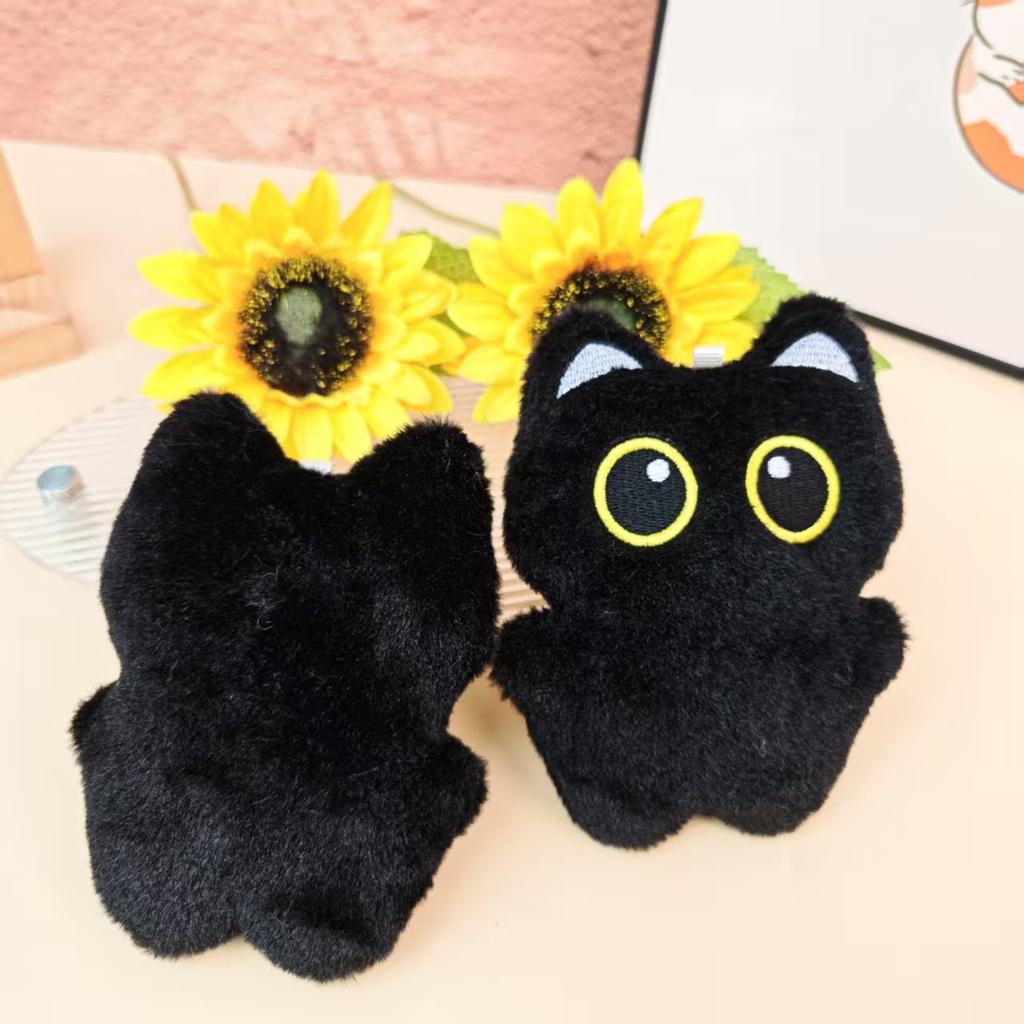 Czarny Kot Lalka Breloczek Wisiorek Urocza Kreskówkowa Lalka Dekoracja do Zawieszenia na Plecak Pluszowy Wisiorek Prezent