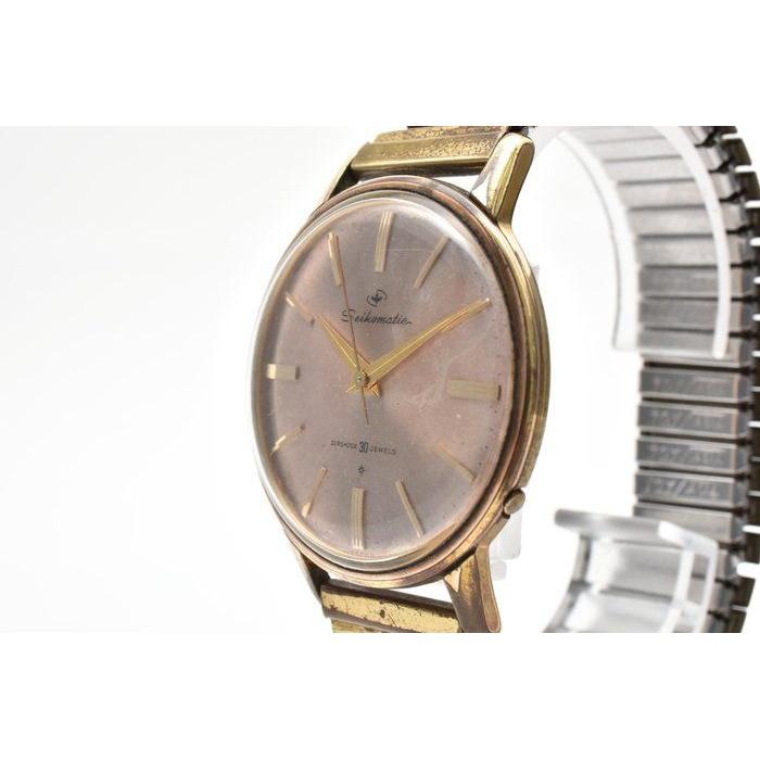 Used SEIKO Seikomatic J14074DE Automatic Pink Peach Dial Gold Stainless Steel Telescopic Bracelet Vintage Retro Antique 60s 1960's Men's Watch