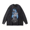 European And American High Street Retro Angel Washed Long-Sleeved T-Shirt Men'S And Women'S Street Trendy Brand Old Versatile Bottoming Top