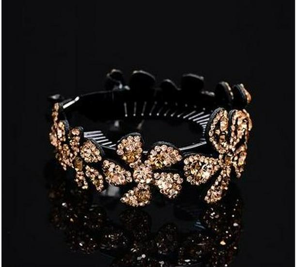 Large Rhinestone Flower Hair Clip: Elegant Twist for Updos Natural