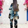 Women Plus Size Round Neck Long Sleeve Printed Layered Top And Long Pants Two Piece Set