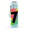 1PC Large Number Seven Splash Graphic 750ml Color Plastic Water Bottle Leakproof Flip Straw Lid For Sports Office Home Use