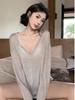 Tencel V-neck Ribbed Sheer Long Sleeve Loose Sun Protection Women's Top