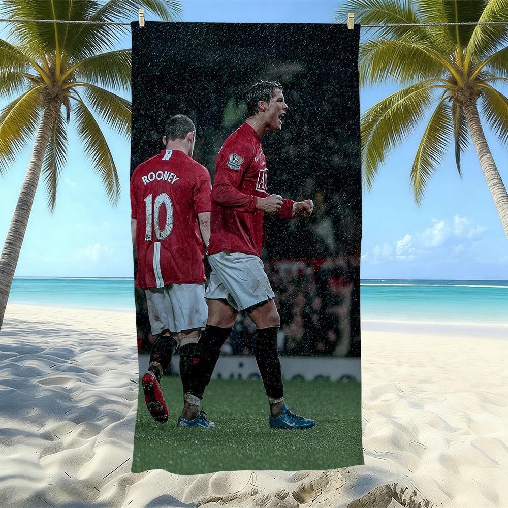Asciugamano da Spiaggia in Microfibra Stampato Sport Calcio Asciugatura Rapida Morbido Assorbente Asciugamano da Bagno per la Costa