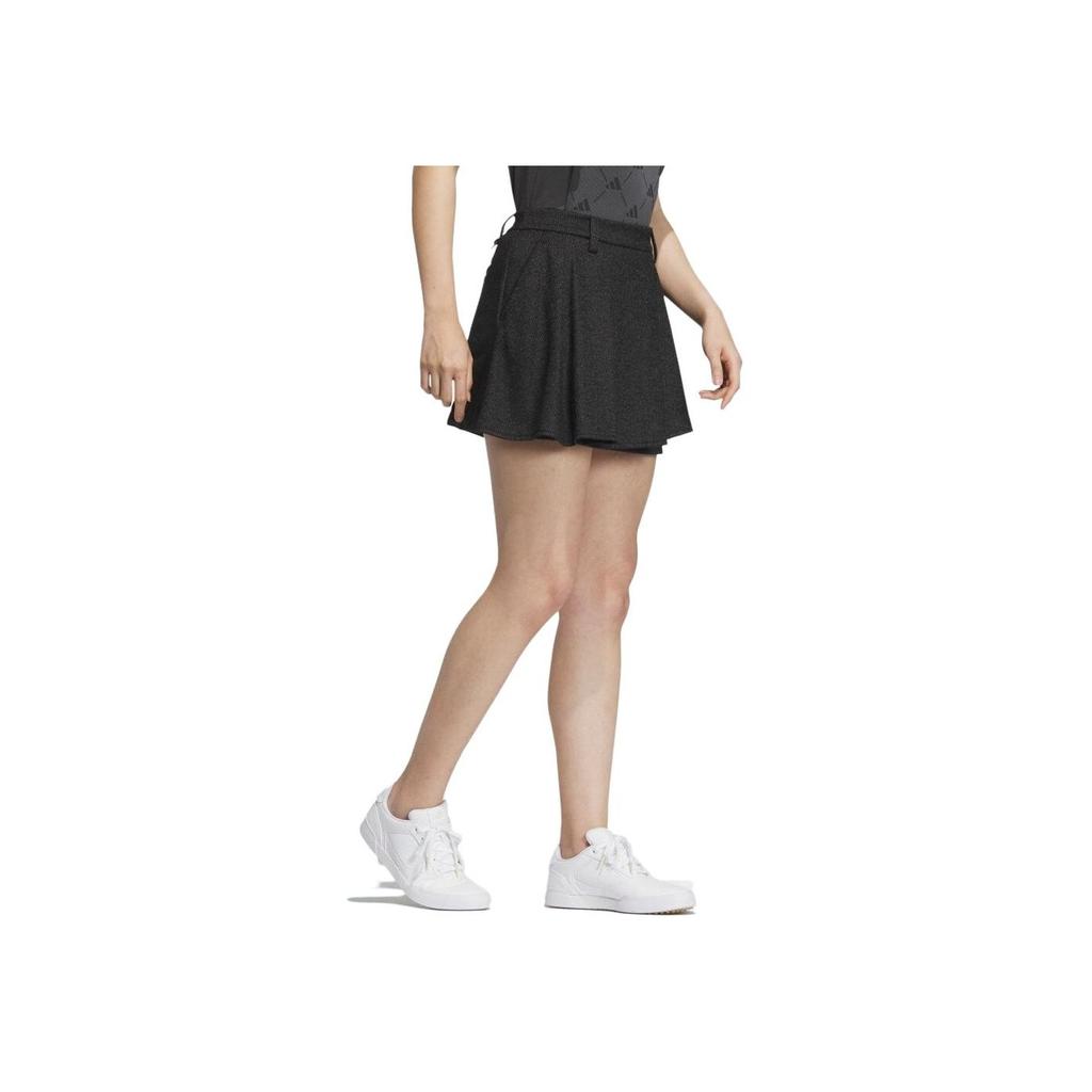Adidas Golf Fashion Sports Solid Color Textured Front Pleated Casual Skirt Women Skirts Black HZ6099