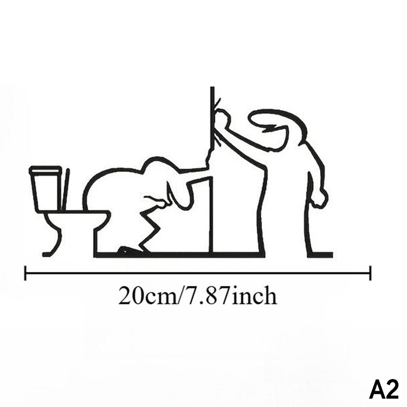 Minimalistický kovový koupelnový znak Ornament Symbol toalety Sprchová figurka Dveřní umělecký znak Domácí nástěnná umělecká dekorace Humorný design