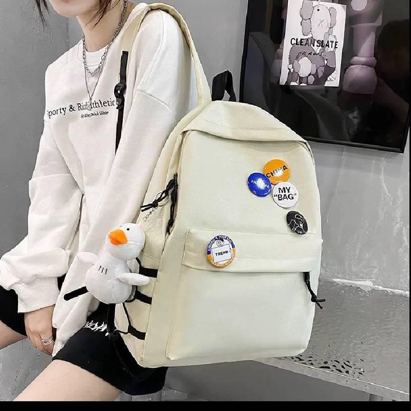 Color Solid Shoulder Baglarge Capacity Travel Backpack Leisure Junior Student