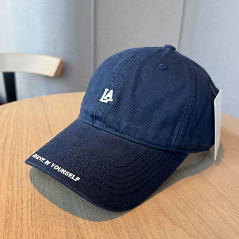 

New Letter Embroidery Outdoor Sunshade Baseball Cap for Women Korean Casual Brim Hat Make Your Face Look Smaller All-Matching Simple Men Navy blue Free size (adjustable)