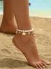 Boho-Perlen-Fußkettchen Goldene Muschel-Anhänger Strand-Fußschmuck Für Frauen Sommerurlaub Trendiges Geschenk