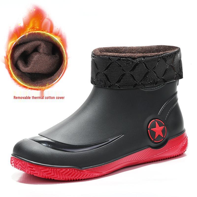 Men's Low-Cut Waterproof Non-Slip Rubber Ankle Rain Boots 
