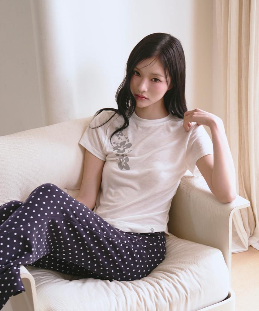 THE GREEN LAB Flower Essential Crop Short Sleeve Tee [Ivory]