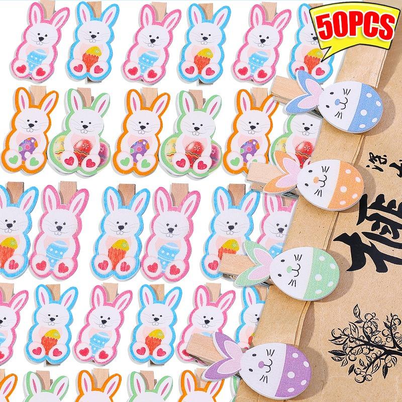 50/10Pcs Easter Crafts Bunny Clothespins for Crafts Photo Clip  Postcard Paper Pegs Home Bedroom Decoration Rabbit Accessories