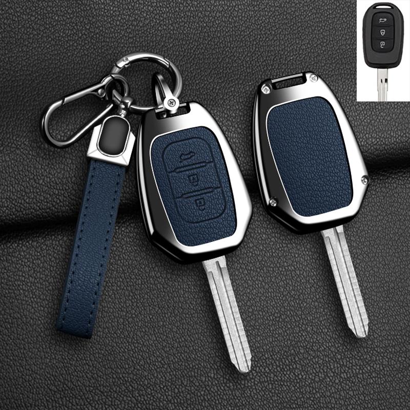 For Renault Kwid Traffic Symbol For Dacia Sandero Logan Duster - Zinc Alloy Leather Car Key Case Cover Auto Accessories