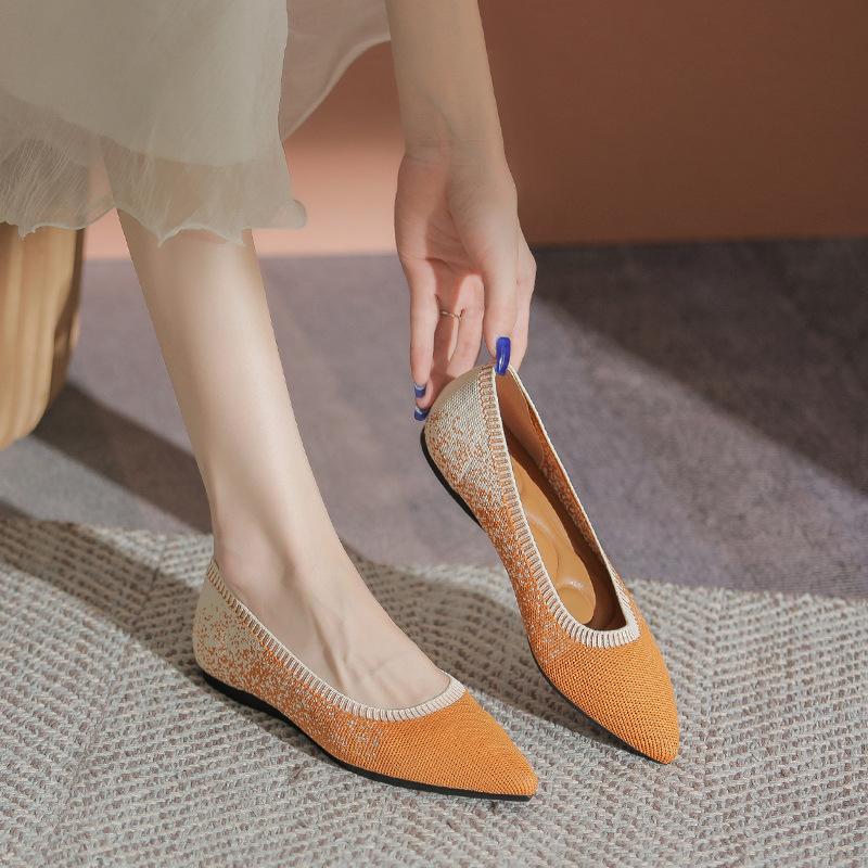 Fashion Stretch Fabric Flats Woman Spring Ballets Shoes Breathable Moccasines Pointed Toe Loafers Female Fly Weaving Leopard Ballerinas