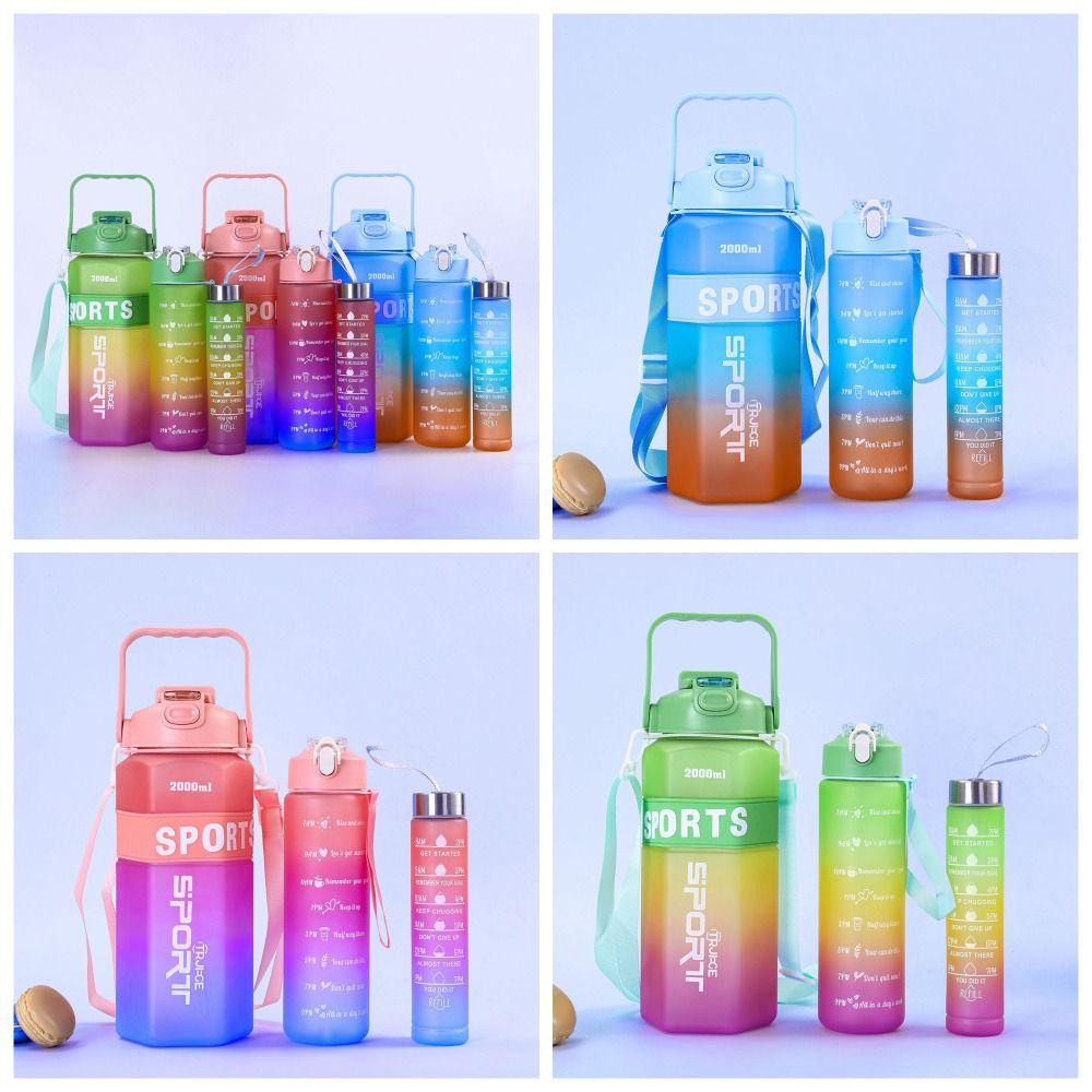 Three Piece Set Leak Proof Colorful Cup Large Capacity Fitness Sports Kettle  Running