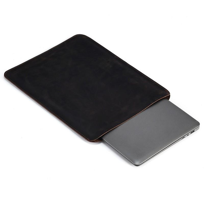 Genuine Leather Laptop Sleeve 14 Inch MacBook IPad Pro Urban Minimalist Inner Case With Crazy Horse Finish