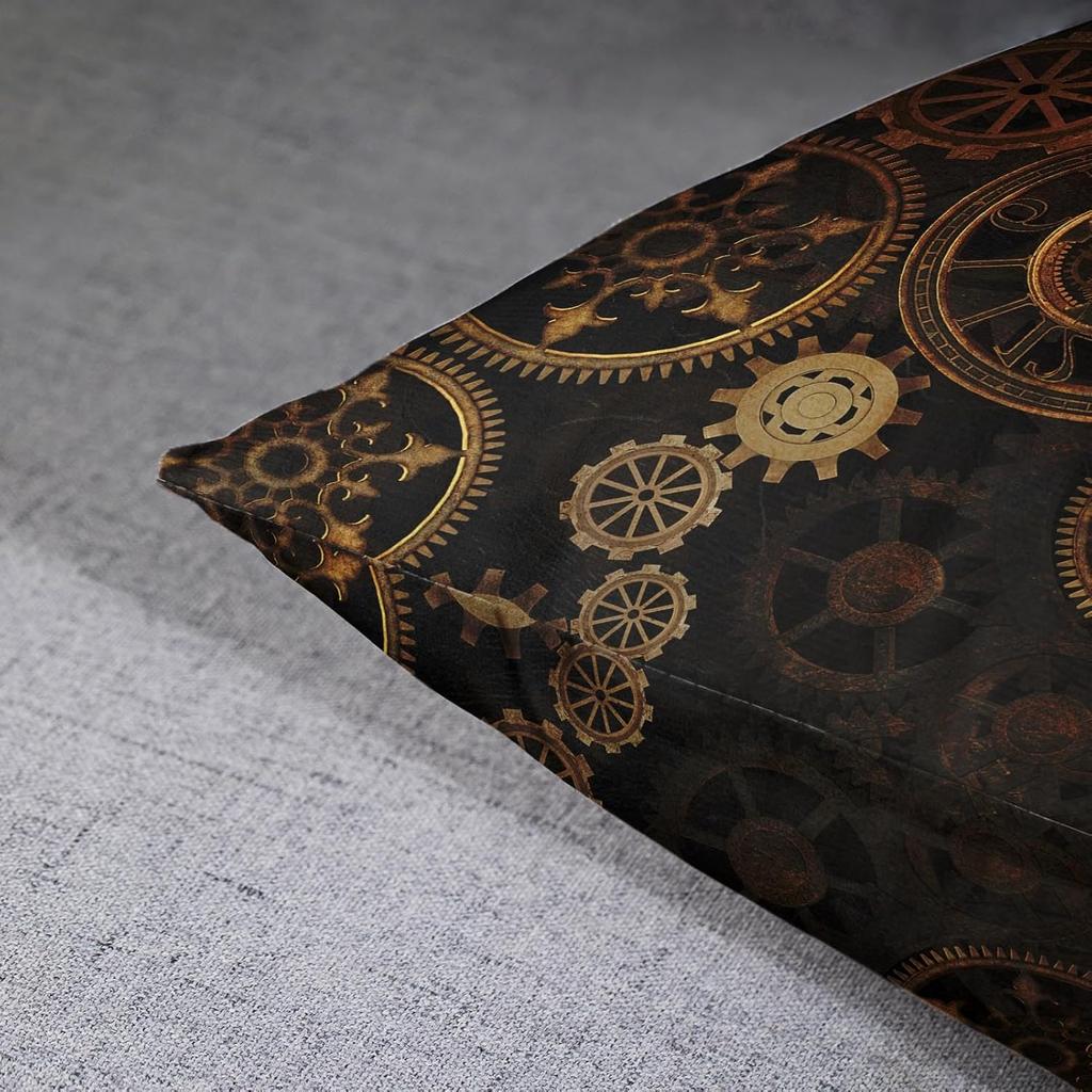 Emvency Throw Pillow Cover Square 16x16 Inches Steampunk Steam Punk Gears Clock Abstract Gold Technology Vintage Bronze Century Polyester Decor