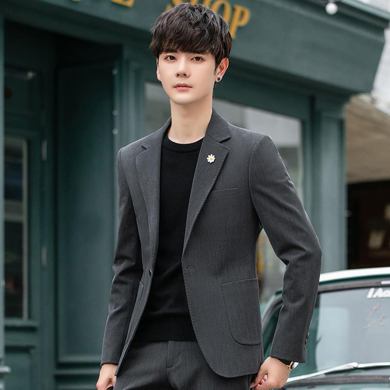 

Повседневный мужской костюм корейской версии Slim Fit Trendy Красивый пиджак Top L серый