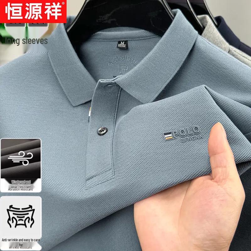 Hengyuanxiang Men's Long-Sleeve Polo Shirt