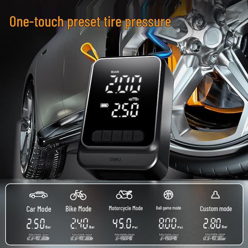 Deli Portable Dual-Power Digital Tire Inflator