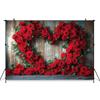 Mocsicka Red Love Rose Background Valentine's Day Party Flower Plank Wall Wedding Decorations Photography Backdrop Studio Banner