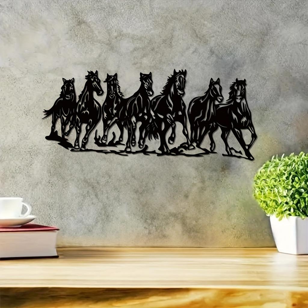 1pc Metal Horse Family Wall Art, Rustic Farmhouse Entryway Decor, Wildlife Animal Lover Gift, Horse Head for Halloween Christmas New Year