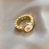 Unique Imitation Watch Design with Gold Open Ring, Gothic Girls' Fashion Jewelry For Women Party Luxury Accessories