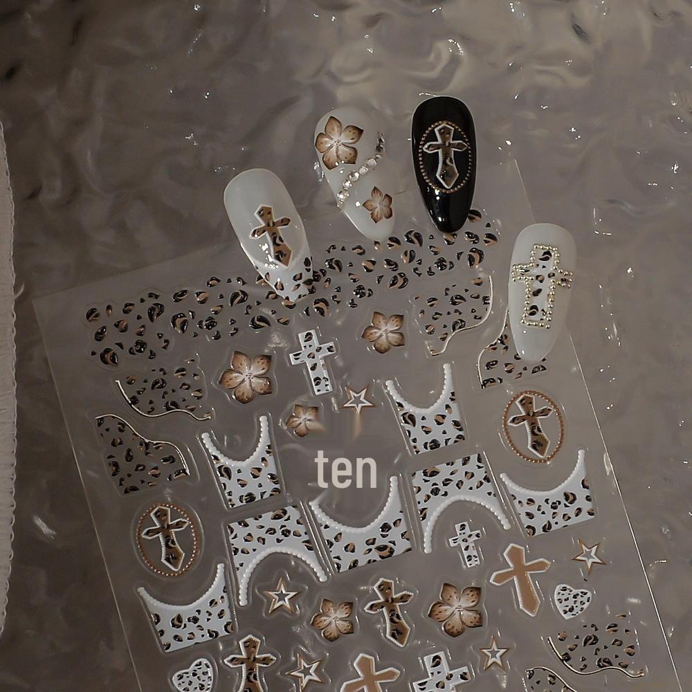 

Leopard Print Almond Shape Retro Press-On Nail Stickers - European & American Style
