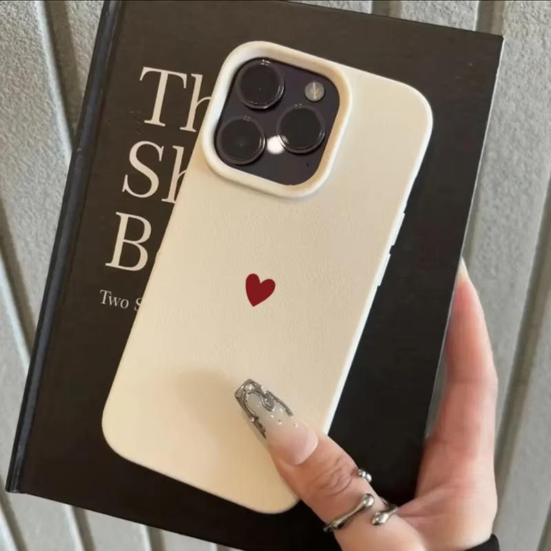 Simple Red Love Heart Soft TPU Phone Case For iPhone 17 Air 16 e 15 14 13 12 11 Pro Max Plus Mini SE Soft Shockproof Cover