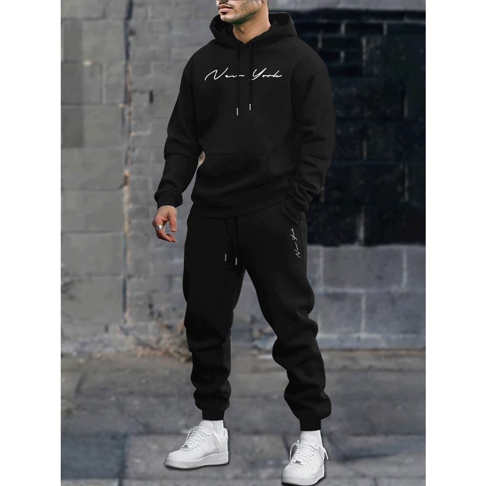 

Men s Printed Hoodie and Pants Paired with Velvet, New Autumn and Winter Two Piece Couple Sportswear and Drawstring Casual Pants S