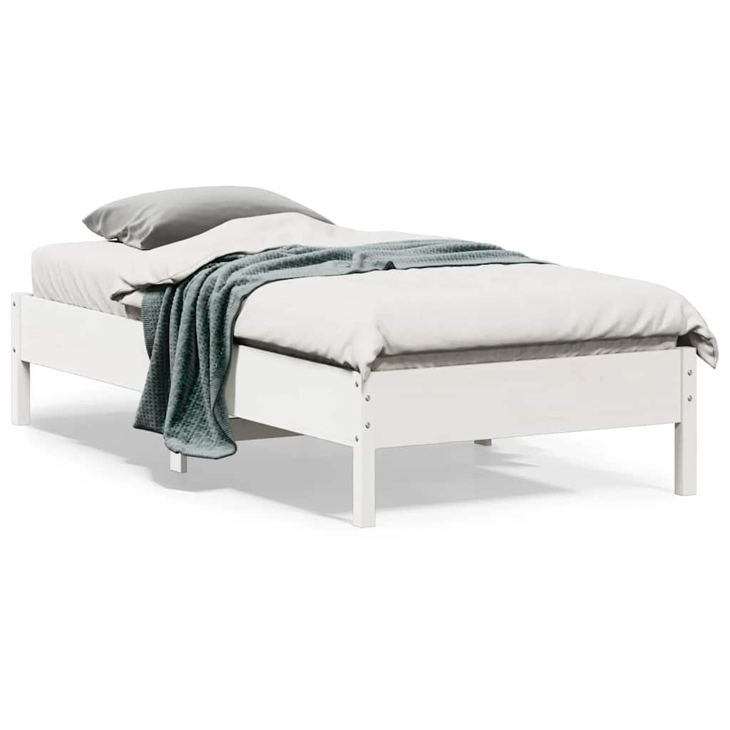 Solid Wood Bed without Mattress White 75 x 190 cm Pine Wood