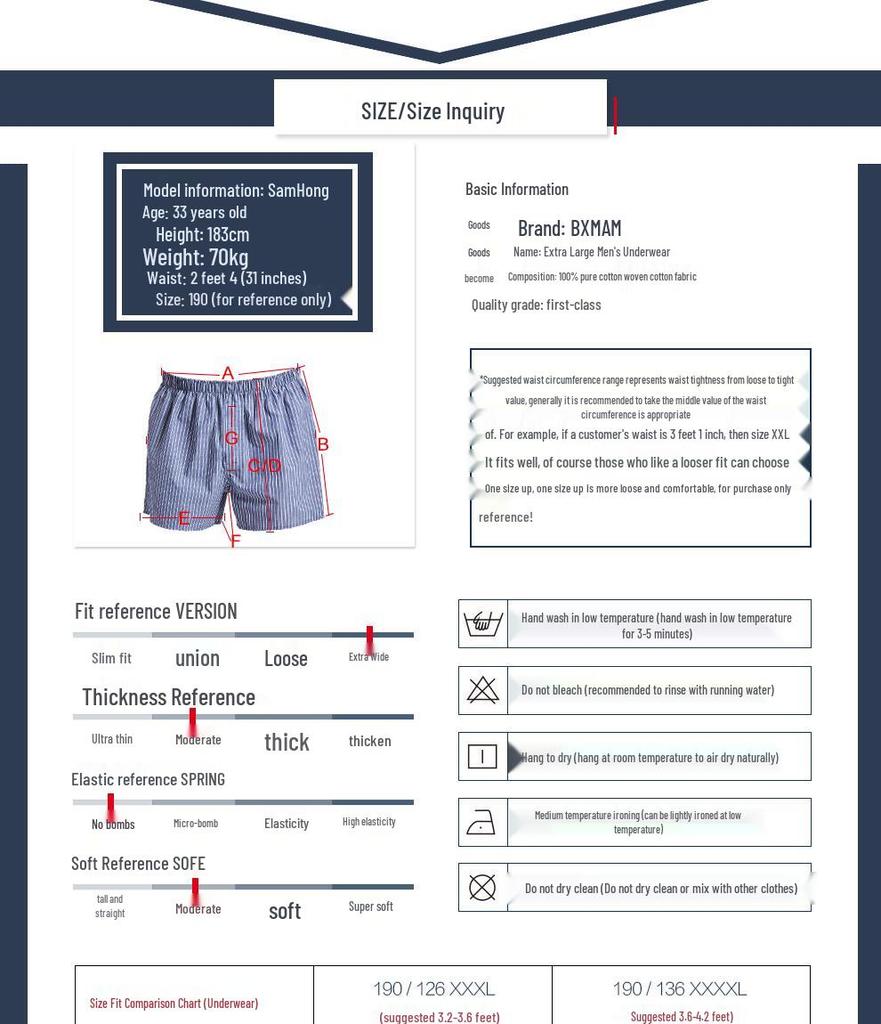 BXMAN Men's Plus Size Cotton Woven Boxer Briefs