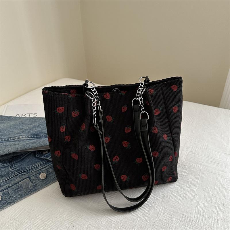 

Большая вместимость, эстетичная, простая модная повседневная сумка через плечо в студенческом стиле, новая летняя портативная сумка-тоут 2024 года чёрный