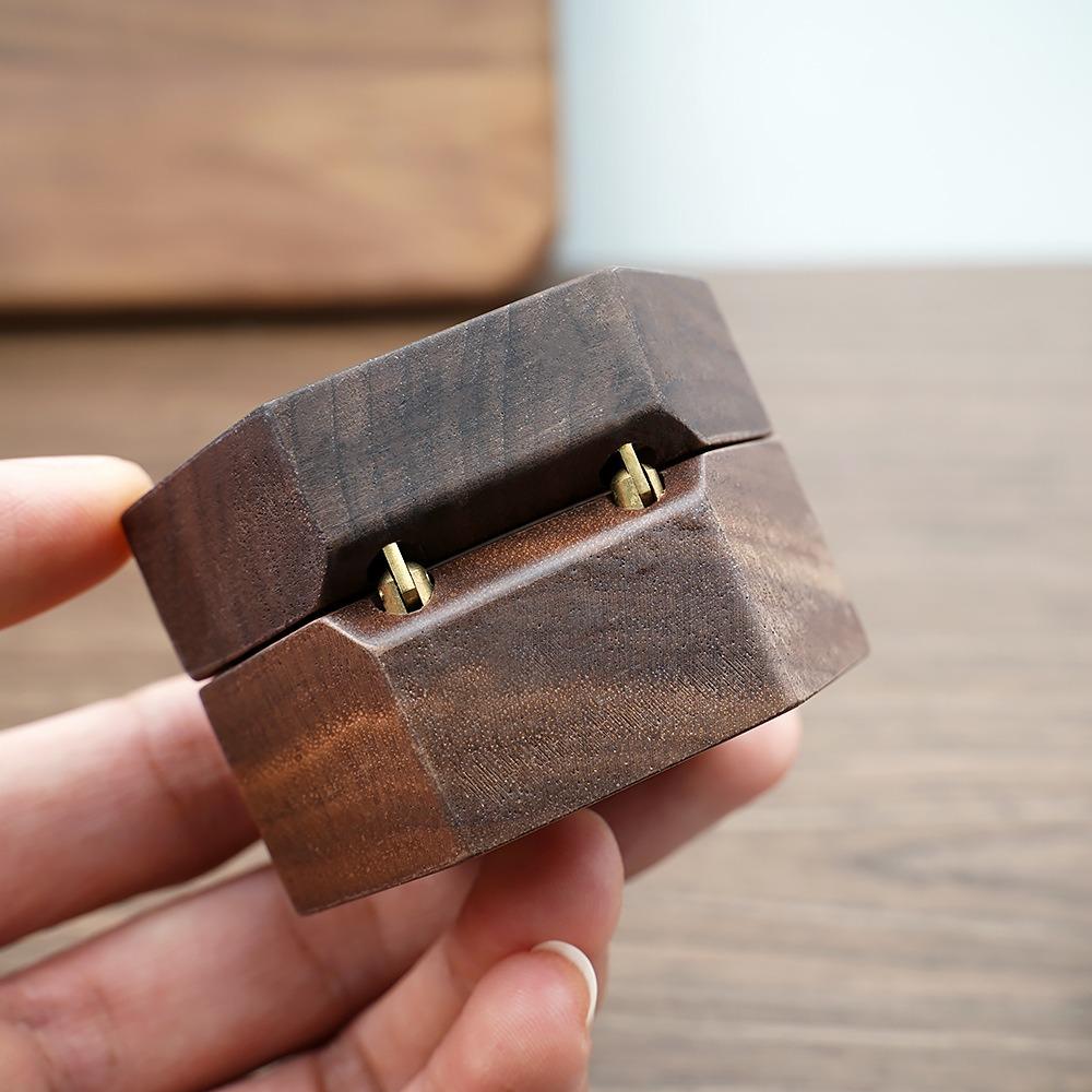 Transparent Window Wooden Ring Box Engagement Ring Display Holder  Marriage Anniversary