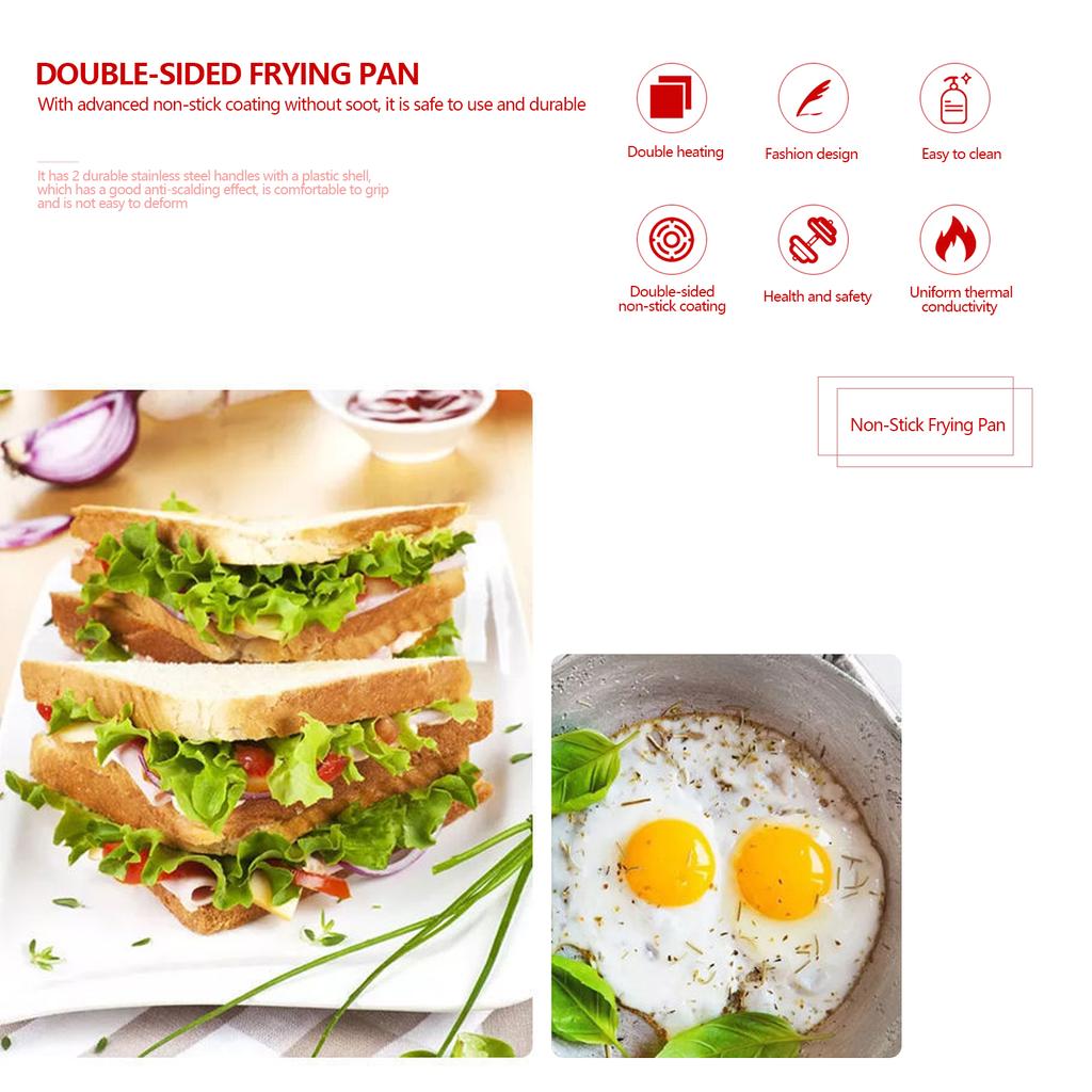 Breakfast Frying Pan Non-Stick Double-Sided Mold Pan Sandwich Bread Toast Baking Tool Double‑Sided Frying Pan Frying Grill Pan